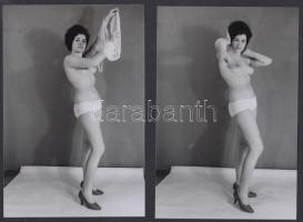 cca 1965 Szépen sorban mindent levett, 15 db finoman erotikus fénykép, korabeli negatívokról készült...