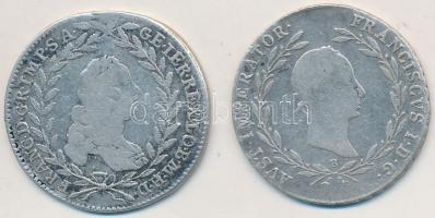Vegyes: 1830B 20kr Ag "I. Ferenc" + Ausztria 1756WI 20kr Ag "I. Ferenc" Bécs T:3...