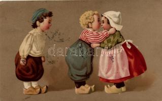 Dutch children, Meissner & Buch Künstlerpostkarten Serie 1865. litho (EK)