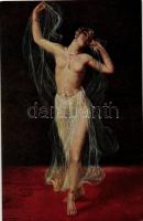 Danse aux Voiles / Erotic nude art postcard, Salon J.P.P. 1004. s: F. Vezin