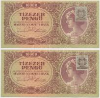 1945. 10.000P (4x) sorszámkövetők, mind "MNB" bélyeggel T:vegyes