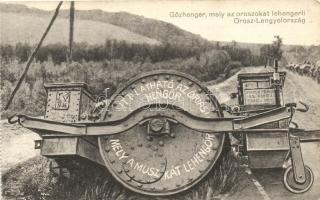 Gőzhenger, mely az oroszokat lehengerli, kiadja a M. kir. 10. honvéd gyalogezred / Steamroller wich will roll over the Russians, WWI, published by the 10th Royal Hungarian Infrantry regiment; from postcard booklet