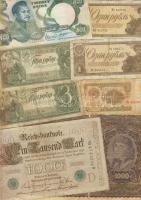 Kis hagyaték bankjegy tétel, főleg régebbi, összesen 12db, 1910-től, Német Birodalom (5x), lengyel (1x), orosz (4x), Nigéria (1x) T:II,III,IV