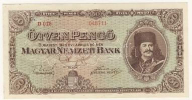 1945. 50P előlapon eredeti festékfoltokkal T:I