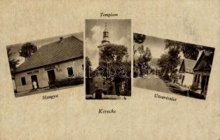 Kerecke, Kerecki; Hangya Szövetkezet üzlete, Templom, utcarészlet / cooperative shop church, street (fa)