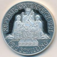 Ausztria 1991. 100Sch Ag &quot;I. Rudolf&quot; T:1- (PP) Austria 1991. 100 Schilling Ag &quot;Rudolph I&quot; C:AU (PP)