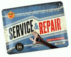 "Service&repair" nosztalgikus stílusú új fém tábla, 15x20 cm