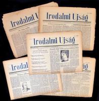 1956 Irodalmi Ujság, Magyar Írók Lapja, 36 szám,  januártól-októberig, (hiányzó számok: 33, 38, 41), szakadozott a hajtások mentén, 47x32cm