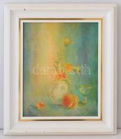 Kocsis Valéria (?- ): Csendélet, olaj, farost, jelzett, keretben, 28,5×22,5 cm