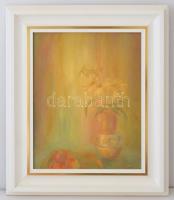 Kocsis Valéria (?- ): Csendélet, olaj, farost, jelzett, keretben, 28,5×22,5 cm