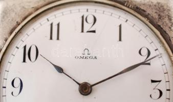 Omega ezüst(Ag) zsebóra, porcelán számlappal(rajta hajszálrepedéssel), másodpercmutatóval, hátoldalá...