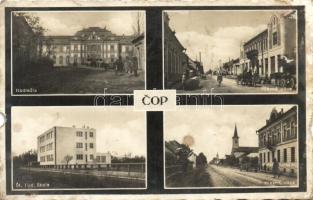 Csap, Cop; vasútállomás, Főutca, iskola / railway station, main street, school (b)