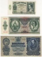 1930-45. 10P "*"-gal, 50P, 100P "*"-gal T:II+ Csak egyszer hajtva! 1930. 20P T:restaurálva, 200P + 500P T:II+ Csak egyszer hajtva, törve nem! 1940. 2P T:I- bal alsó sarok nyomdai tépéssel