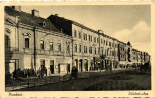 Munkács, Mukacheve; Rákóczi utca, Schönfeld és Wettenstein üzletei / street, shops (EB)