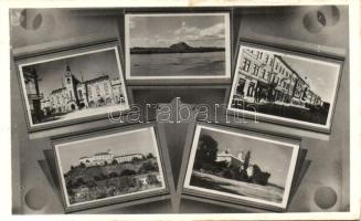 Munkács, Mukacheve; Városház, vár, Rákóczi utca / town hall, castle, street (ragasztónyom / gluemark)