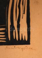 Olvashatatlan jelzéssel: Páholyban. Linó, papír, üvegezett keretben, 18×24 cm