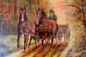 Rónai Antal (1926- ): Erdei út, olaj, farost, jelzett, 40,5×70,5 cm