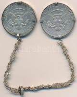 Amerikai Egyesült Államok 1964-1967. 1/2$ Ag "Kennedy" (2x) mindkettő keretben, láncon T:2...