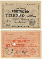1946. Teljes pénztárjegy sor 10.000AP, 100.000AP, 1000.000AP, 10.000.000AP benne erős lemezhibák, hiányos betűk, stb. T:I RR!!