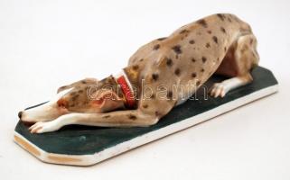 Fekvő agár, kézzel festett, jelzés nélkül, hibátlan, h:24 cm, m:7 cm