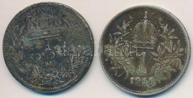 Vegyes: 1915KB 1K Ag "Ferenc József" + Ausztria 1914. 1K Ag "Ferenc József" T:2-...