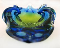 Muránói dísztál, anyagában színezett, jelzés nélkül, restaurált, 28×13 cm