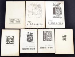 6 db különféle magyar nyelvű ex librisekkel, grafikákkal kapcsolatos érdekes nyomtatvány, katalógus, így benne: Andruskó Károly fametszetei, Kisgrafikák, Kisgrafikai értesítő, stb.
