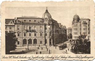 Lviv, Lwów; Ul. Karola Ludowika i sóg Jagiellonskiej / Karl Ludwig street and the Jagielloner street, tram (EB)