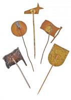 5db-os jelvény tétel, benne "1947-1950 Közlekedésért", "Budapest Csokoládégyár",...