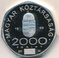 1999. 2000Ft Ag "A 2000. évforduló" dísztokban, tanúsítvánnyal T:PP felületi karc, fo