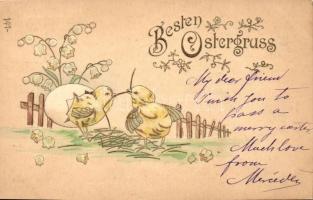 &#039;Besten Ostergruss&#039; / Easter, chicken, Emb. (EK)