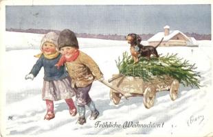 5 db K. Feiertag művészlap vegyes állapotban / 5 Feiertag signed art postcards in mixed quality