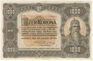 1920. 1000K barna számozás! T:II/III széleken igen keveset restaurált!