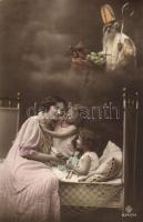 2 db karácsonyi művészlap vegyes állapotban / 2 Christmas greeting postcards, mixed quality