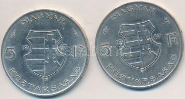 1947. 5Ft Ag "Kossuth" (2x) T:2-,3