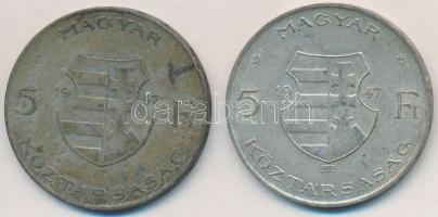 1947. 5Ft Ag "Kossuth" (2x) T:2-,3 patina