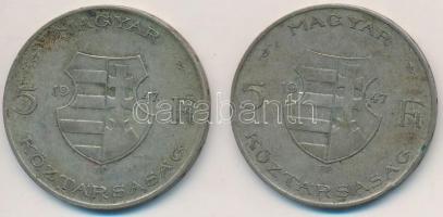 1947. 5Ft Ag "Kossuth" (2x) T:2-,3 patina