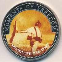 Libéria 2001. 10$ "Szabadság pillanatai - Spanyol polgárháború" multicolor, tanúsítvánnyal T:PP ujjlenyomat, kis felületi karc Liberia 2001. 10 Dollars "Moments of Freedom - Spanish Civil War" multicolor with certificate C:PP fingerprint, slightly scratched