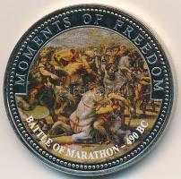 Libéria 2001. 10$ "Szabadság pillanatai - Marathóni csata Kr. e. 490." multicolor, tanúsítvánnyal T:PP felületi karc Liberia 2001. 10 Dollars "Moments of Freedom - Battle of Marathon 490 BC" multicolor with certificate C:PP slightly scratched