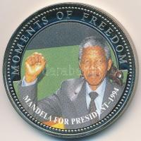 Libéria 2001. 10$ "Szabadság pillanatai - Mandela elnök lesz 1994." multicolor, tanúsítvánnyal T:PP ujjlenyomat Liberia 2001. 10 Dollars "Moments of Freedom - Mandela for President 1994." multicolor with certificate C:PP fingerprint
