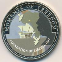 Libéria 2001. 10$ "Szabadság pillanatai - Libéria megalapítása" multicolor, tanúsítvánnyal T:PP felületi karc Liberia 2001. 10 Dollars "Moments of Freedom - Foundation of Liberia" multicolor with certificate C:PP sligthly scratched