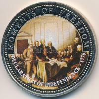 Libéria 2001. 10$ "Szabadság pillanatai - Függetlenségi Nyilatkozat 1776." multicolor, tanúsítvánnyal T:PP felületi karc Liberia 2001. 10 Dollars "Moments of Freedom - Declaration of Independence 1776" multicolor with certificate C:PP sligthly scratched