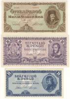 1945-46. 50P + 10.000.000B.-pengő T:II+ Csak egyszer hajtva! + 100.000.000B.-pengő T:I-