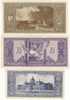 1945-46. 50P + 10.000.000B.-pengő T:II+ Csak egyszer hajtva! + 100.000.000B.-pengő T:I-