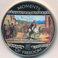 Libéria 2004. 10$ "Szabadság pillanatai - Simon Bolívar felszabadító harca 1819." multicolor tanúsítvánnyal T:PP ujjlenyomatos Liberia 2004. 10 Dollars "Moments of Freedom - Simon Bolivar's War 1819." multicolor with certificate C:PP fingerprint