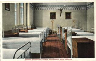 Kalocsa, az Iskolanővérek intézete, az internátus egyik hálóterme, képeslapfüzetből