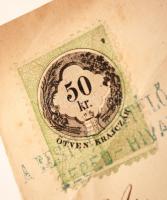 1871 A budai királyi törvényszék elnökéhez címzett levél állás elnyerése ügyében 50 kr okmánybélyegg...