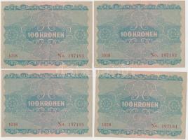 Ausztria/Osztrák-Magyar Bank 1922. 100K (10x) benne 4db sorszámkövető T:II-,III 
Austria/Oesterreic...