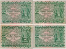 Ausztria/Osztrák-Magyar Bank 1922. 100K (10x) benne 4db sorszámkövető T:II-,III 
Austria/Oesterreic...