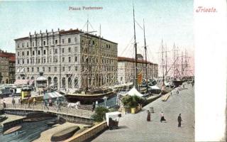 Trieste, Piazza Pontorosso / square, bridge, sailing ships